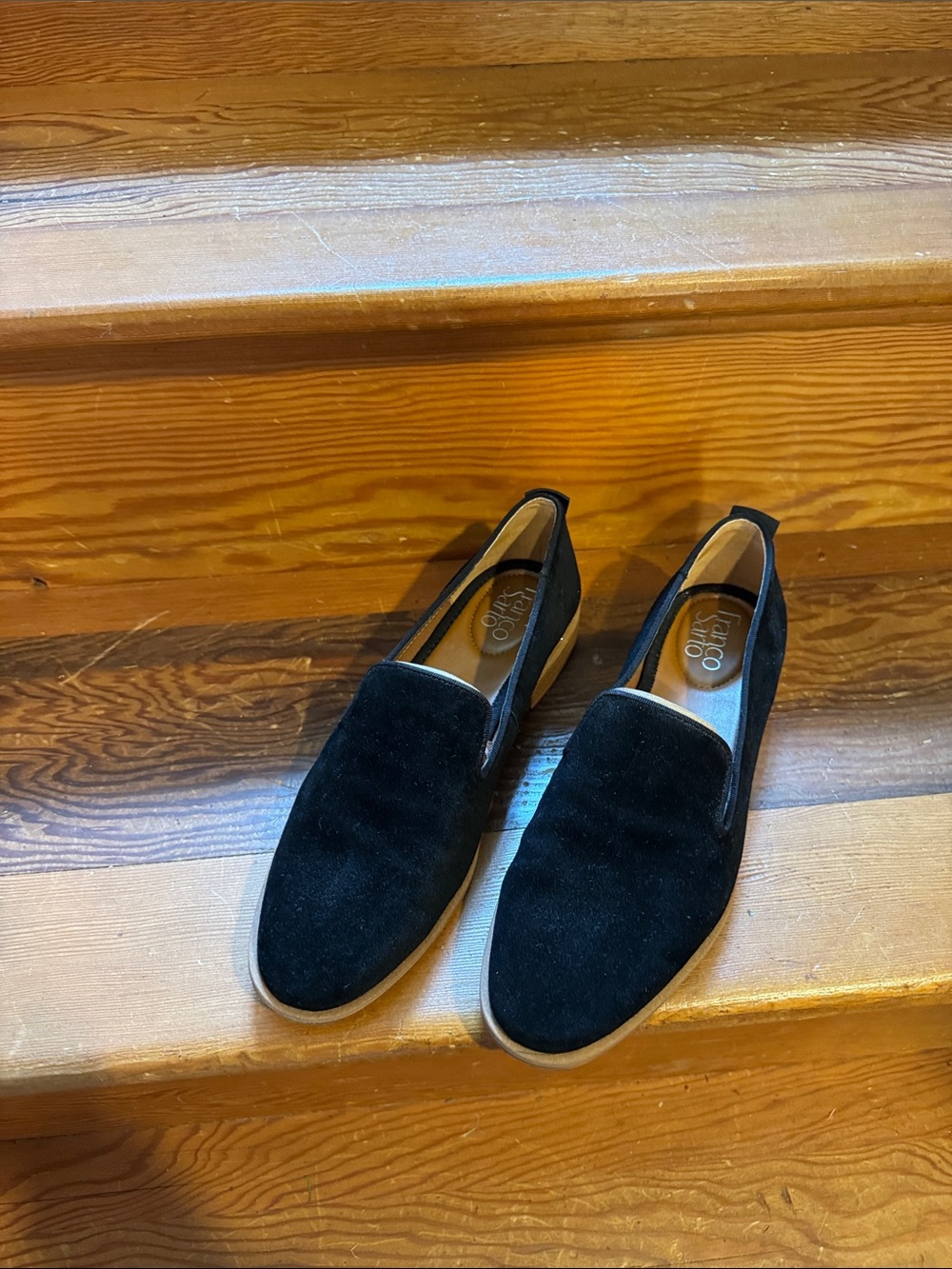Women’s Franco Sarto Black Suede Slip-On Loafers